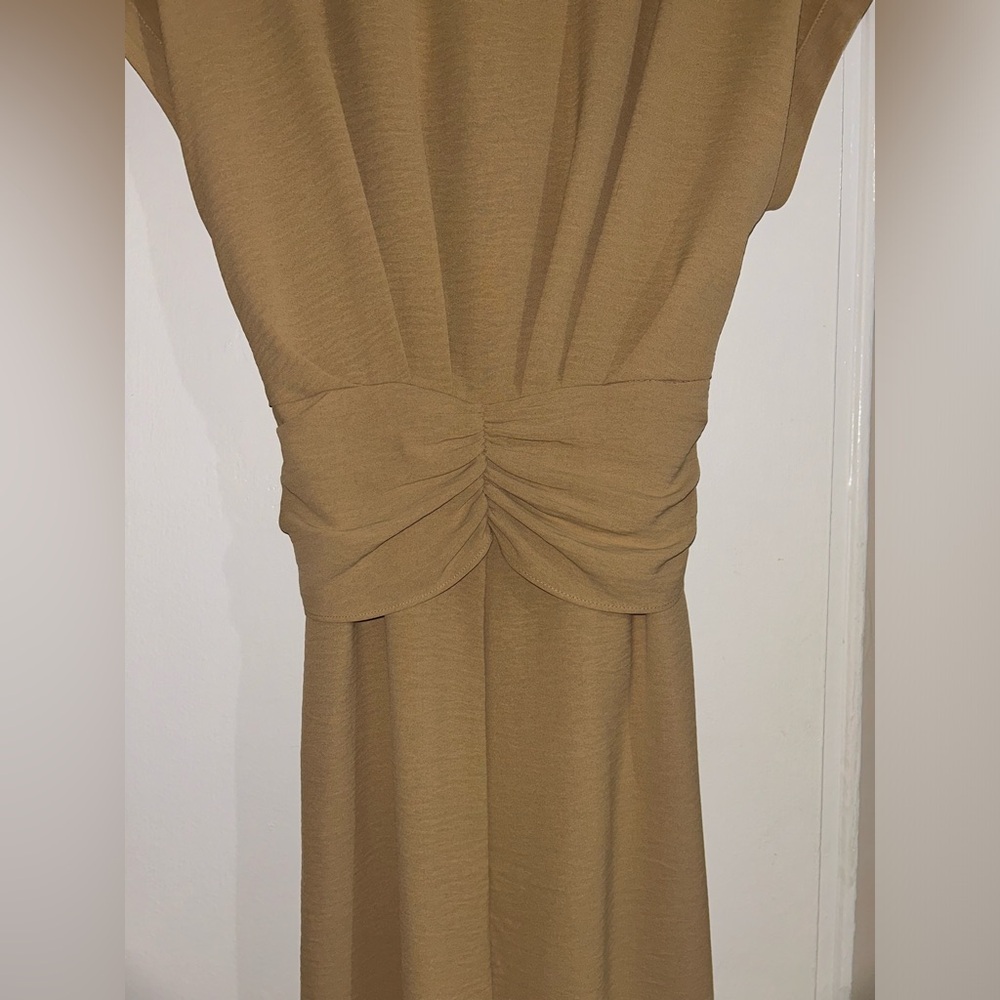 Front Button Beige Dress - Picture 4 of 5